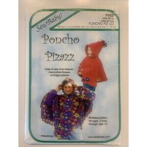 SewBaby Poncho Pizazz Sewing Pattern F852 Toddler Child Size 6M to Age 12 Fringe